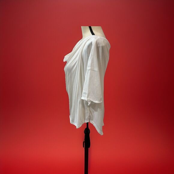 Free People We The Free Just Chillin Draped Neck Tee White Size Medium NEW NWT - Picture 6 of 11